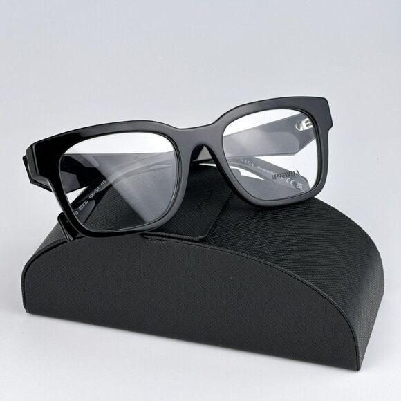 NEW Prada PRA10V 16K101 Black Square Unisex Eyeglasses PR A10V - Picture 1 of 11